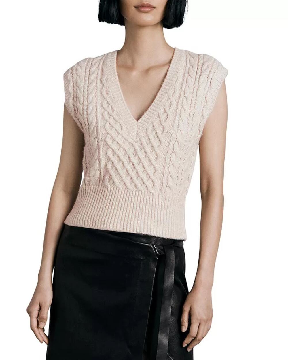 RAG & BONE Alpaca Wool Blend Cream Crop Cableknit Sweater Vest SMALL NWOT